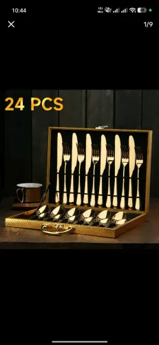Jogo de Faqueiro Dourado 24 Peças de Luxo com Maleta de Presente - Novo