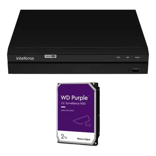 DVR Intelbras MHDX 1308 | 8 Canais, Multi HD 5×1, Full HD 1080p IA + HD WD Purple 2TB