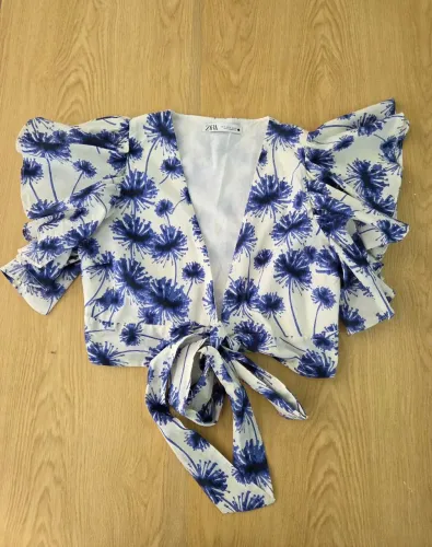blusa transpassada zara floral p