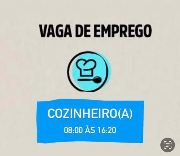 Contratamos Cozinheiro(a) - 08:00 as 16:20
