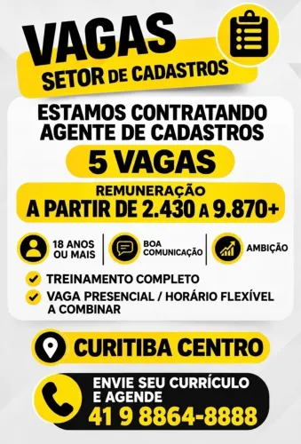 VAGA DE EMPREGO | CENTRO DE CURITIBA
