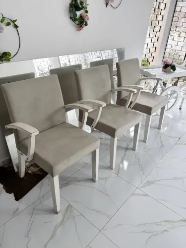 Lote 3 cadeiras de linho (estilo poltrona)