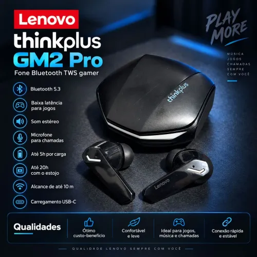 Fone Bluetooth Lenovo Thinkplus GM2 Pro TWS Gamer - Bluetooth 5.3