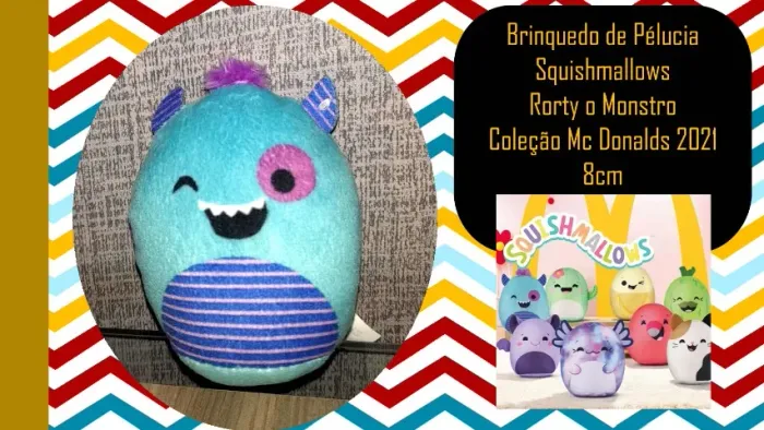 Brinquedo de Pélucia Squishmallows Rorty o Monstro Coleção Mc Donalds 2021