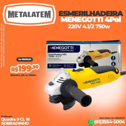 Esmerilhadeira Menegotti 4 Polegadas Mee-750w