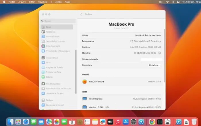 atualize seu macbooke pro antigo de 2010 em diante  para MacOs ventura 