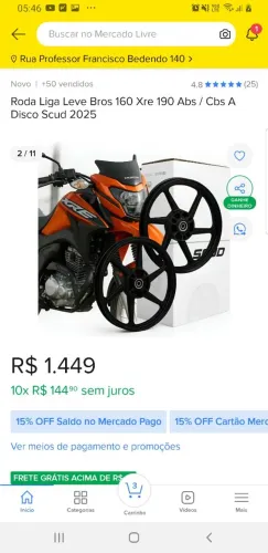 Aro de liga scud para bros ou xre 190