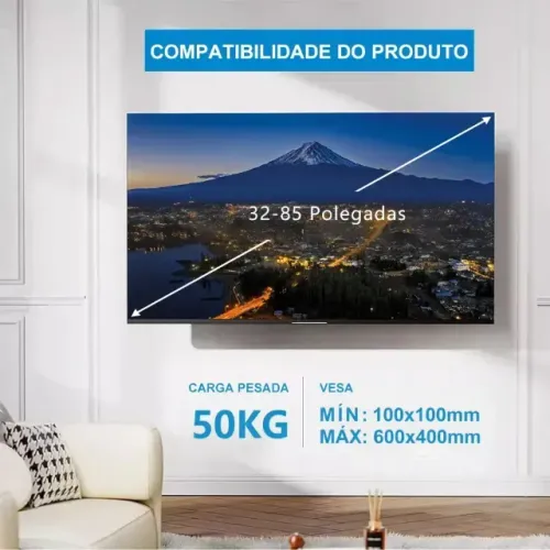 Suporte Para Tv Multiarticulado Monitor Na Parede 32 A 85 Preto