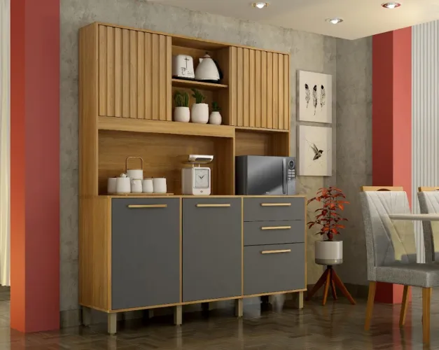 Armário de Cozinha Diamante Valdemoveis, 05 Portas e 2 Gavetas - Entrega Imediata;