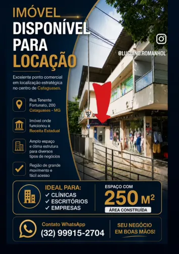 Alugo imóvel comercial multifuncional no centro de Cataguases/MG