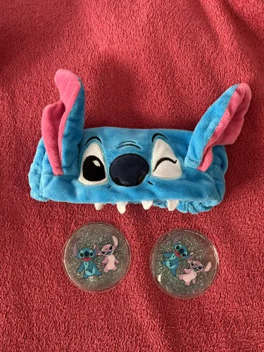 skincare stitch fan lan- faixa cabelo e dois gelos para olhos 