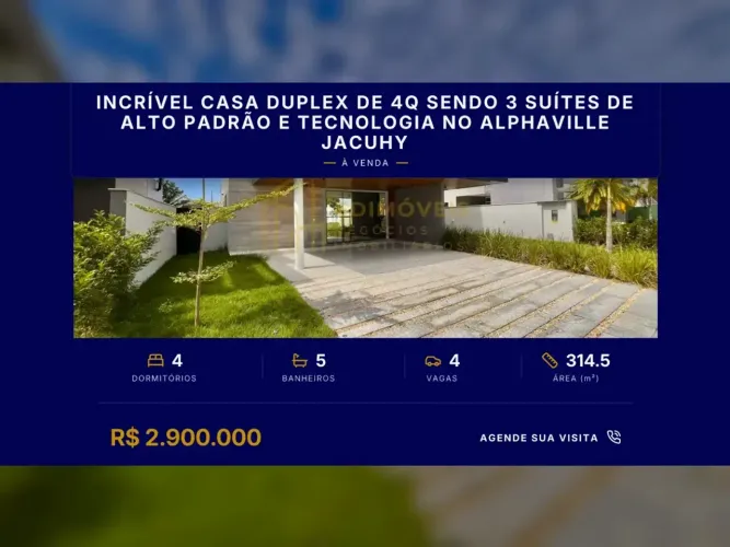 Jacuhy: Casa de luxo com design sofisticado e áreas de lazer completas!