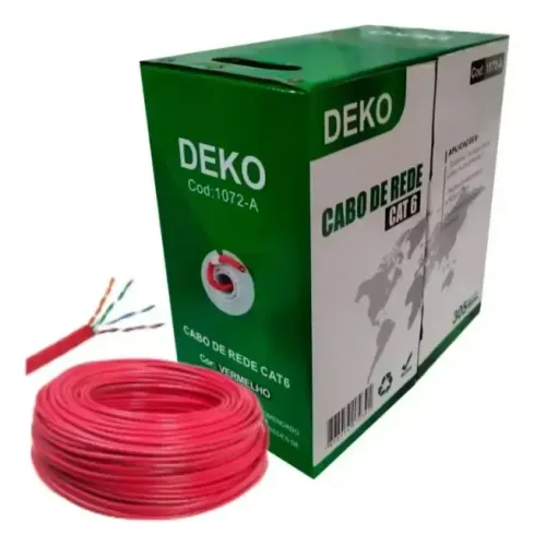Cabo De Rede Cat6 (t6) Utp Cftv Cca Vermelho 305m