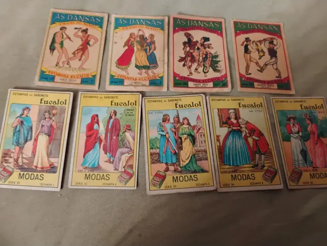 Estampas Eucalol lote com 9 unidades das séries Danças através do Mundo e Modas