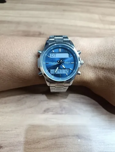 Casio Premium Anadigi Azul Perolizado na Melhor Qualidade