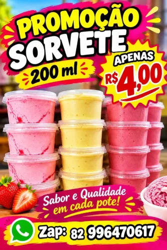 Sorvete 200ml unidade apenas 4 reais