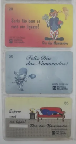 Coleção Completa Dia dos Namorados - Sistema Telebrás (1997) - 3 Cartões Telefônicos