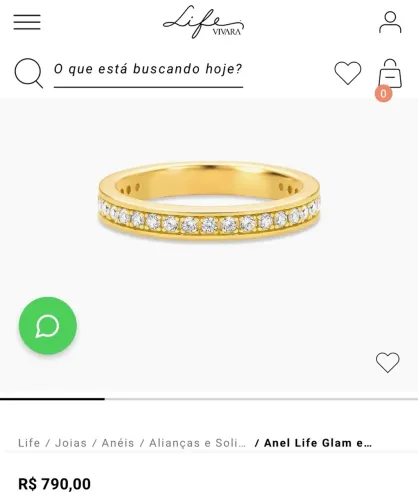 Anel Life Vivara Glam Em Prata 925 Com Banho De Ouro Amarelo 18k E Pedras Incolores