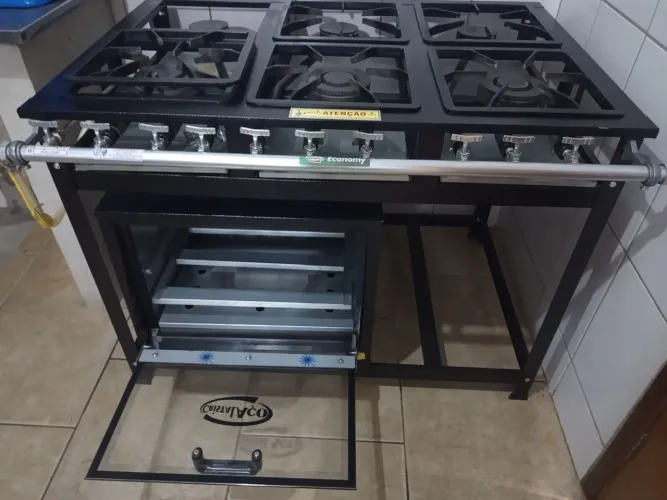 FOGAO INDUSTRIAL 6 BOCAS COM FORNO, BAIXA PRESSAO c
