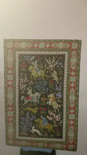 Quadro tapeçaria "Caçada" tam 60×90 - 40 anos antiguidade