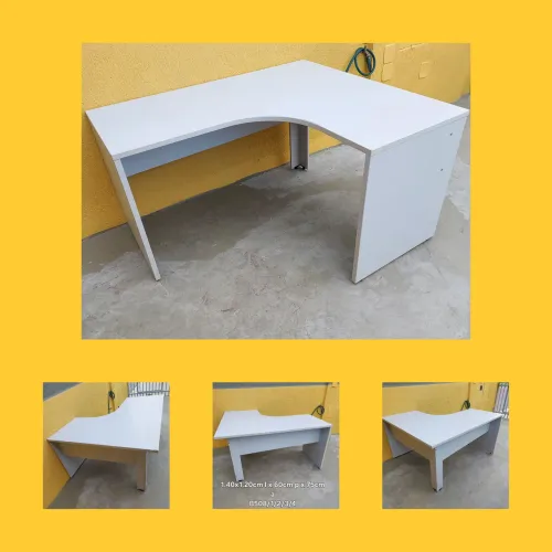Mesa escritório em L cinza 1.40x120cm