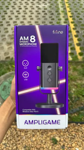 Microfone FIFINE AM8 Dinâmico RGB - Nunca Usado!