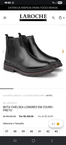 Bota Chelsea Londres em Couro LAROCHE - Preta - tamanho 41