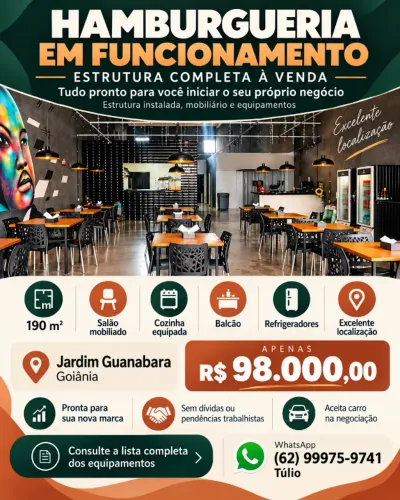 Hamburgueria pronta para operar - estrutura completa + equipamentos | Jardim Guanabara