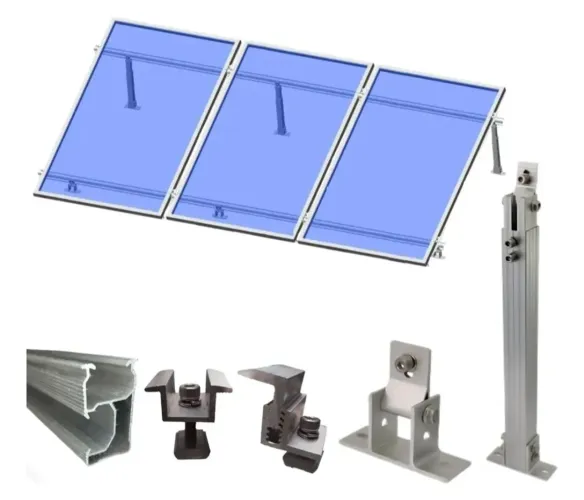 Estrutura Suporte de Laje para 3 Placas de Painel Solar - Alumínio