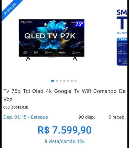 TV 75 polegadas