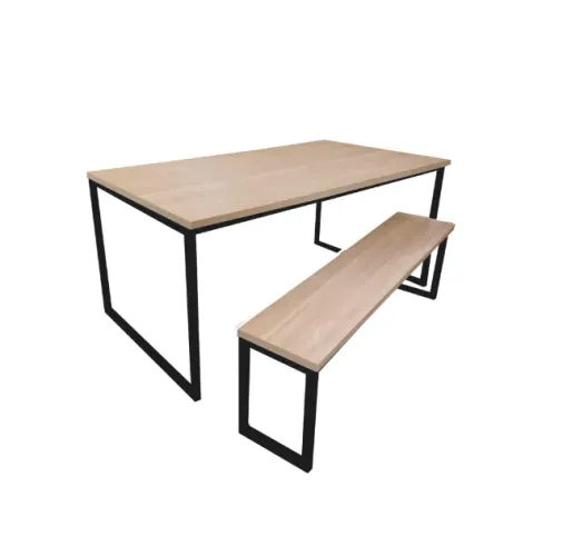 Mesa estilo industrial com banco