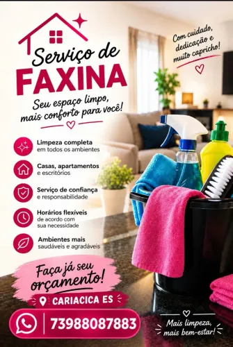 Faxineira ! Faça ja seu orçamento ?