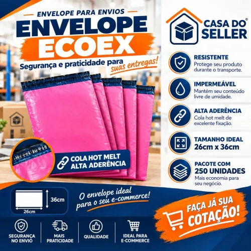 ENVELOPE DE SEGURANÇA ECOEX ROSA 26CM X 36CM
