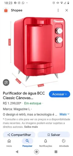 Purificador de água BCC canovas retrô 