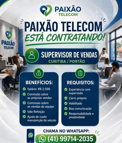 VAGA SUPERVISOR DE EQUIPE DE VENDAS
