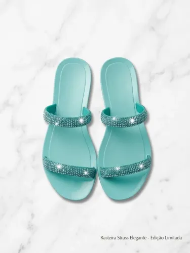 Rasteirinha Melissa Verde Água com Strass Tamanho 36