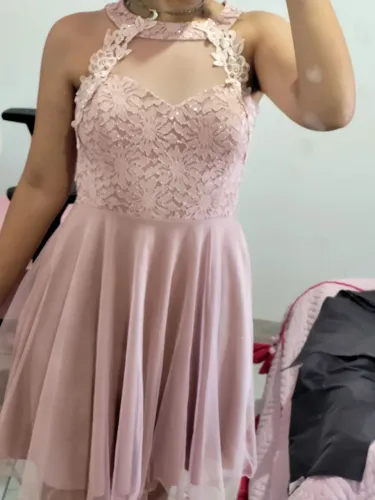 Vestido de festa curto rosa queimado
