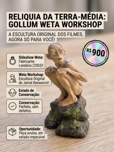 Estátua Sméagol (Gollum) O Senhor dos Anéis - Sideshow Weta Original
