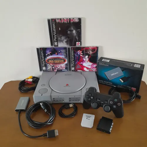 Playstation 1 Fat 3 Jogos Adaptador Hdmi Controle Sem Fio Play 1 Ps1 Psone (Envio Olx Pay)