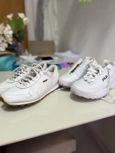 Tênis puma original e Fila réplica 