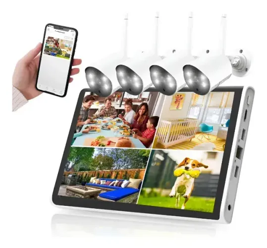 Sistema Nvr com tela 10" + 4 Cameras Plug and play Wi-fi  - Imperdivel