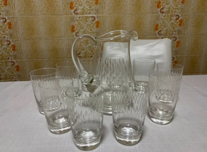 Conjunto de 10 Copos + Jarra Cristal Hering
