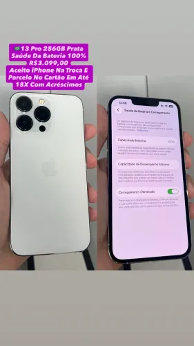 iPhone 13 Pro 256GB Prata - Saúde Da Bateria 100% (Usado)