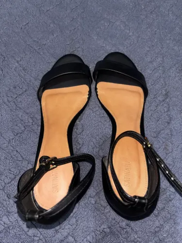 Salto Feminino Preto Satinato Nº 37 - Usado Apenas 1 Vez