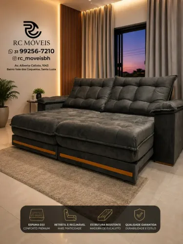Sofá Retrátil e Reclinável Barcelona Euro Pillow 30cm Molas Ensacadas