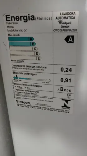 MÁQUINA DE LAVAR CONSUL 8 KG. 