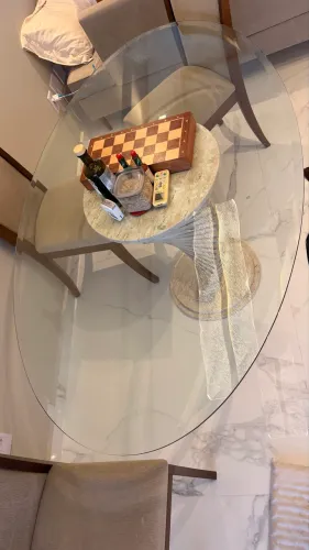 Tampo vidro oval 1.70 X 100 mesa jantar 