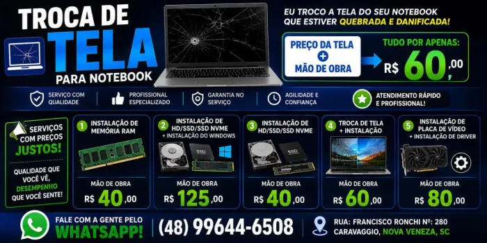 Troca de tela de notebook!