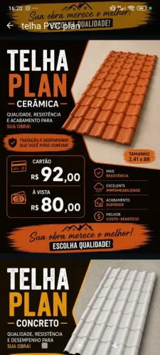 Telha Pvc plan cerâmica 2,41x88