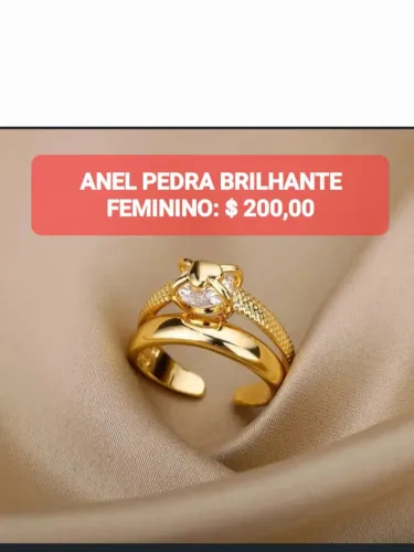 ANEL PEDRA BRILHANTE FEMININO 